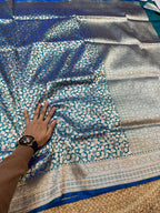 Dual Shade Peacock ue 100% Pure Banarasi Katan Silk Brocade Saree