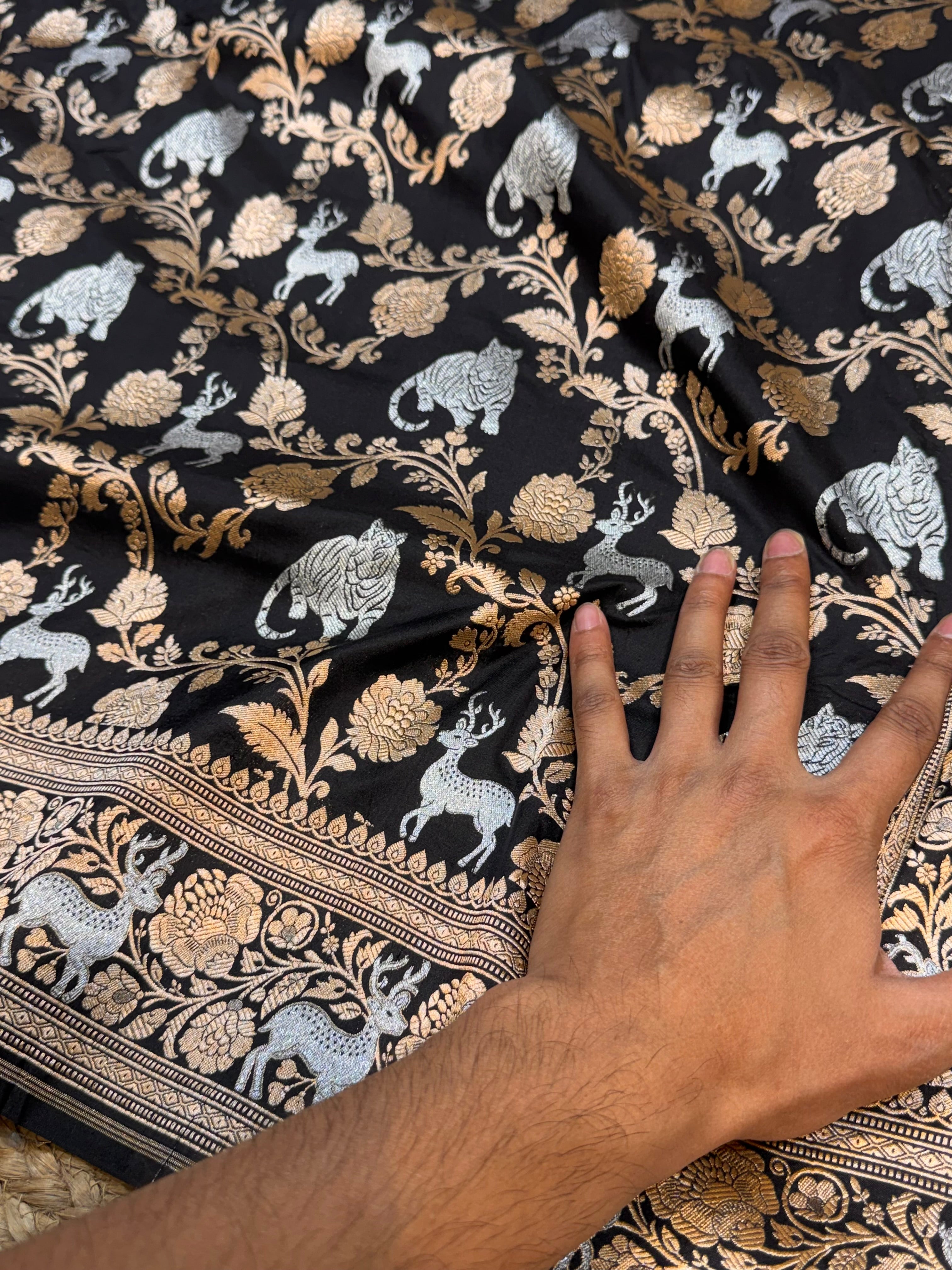 Black 100% Pure Banarasi Katan Silk Meenakari Saree