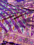 Prebook | Dual shade Blue-Red 100% Pure Banaras Katan Silk Rangkaat Saree