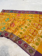 Sunflower Yellow 100% Pure Ektara Banarasi Kora Jamdani Saree
