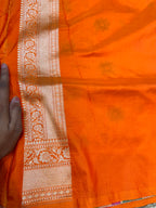 Prebook | Fanta Orange 100% Pure Banarasi Katan Silk Meenakari Saree
