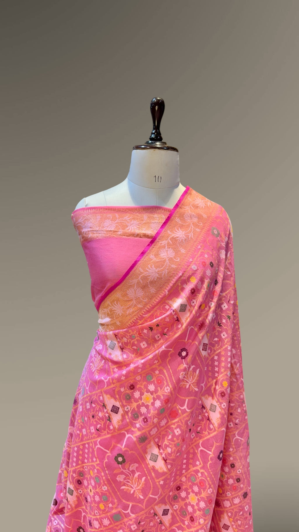 Baby Pink 100% Pure Ektara Banarasi Cotton Jamdani Saree