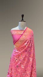 Baby Pink 100% Pure Ektara Banarasi Cotton Jamdani Saree