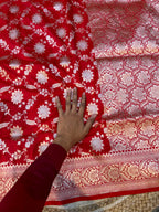 Red 100% Pure Banarasi Katan Silk Meenakari Saree