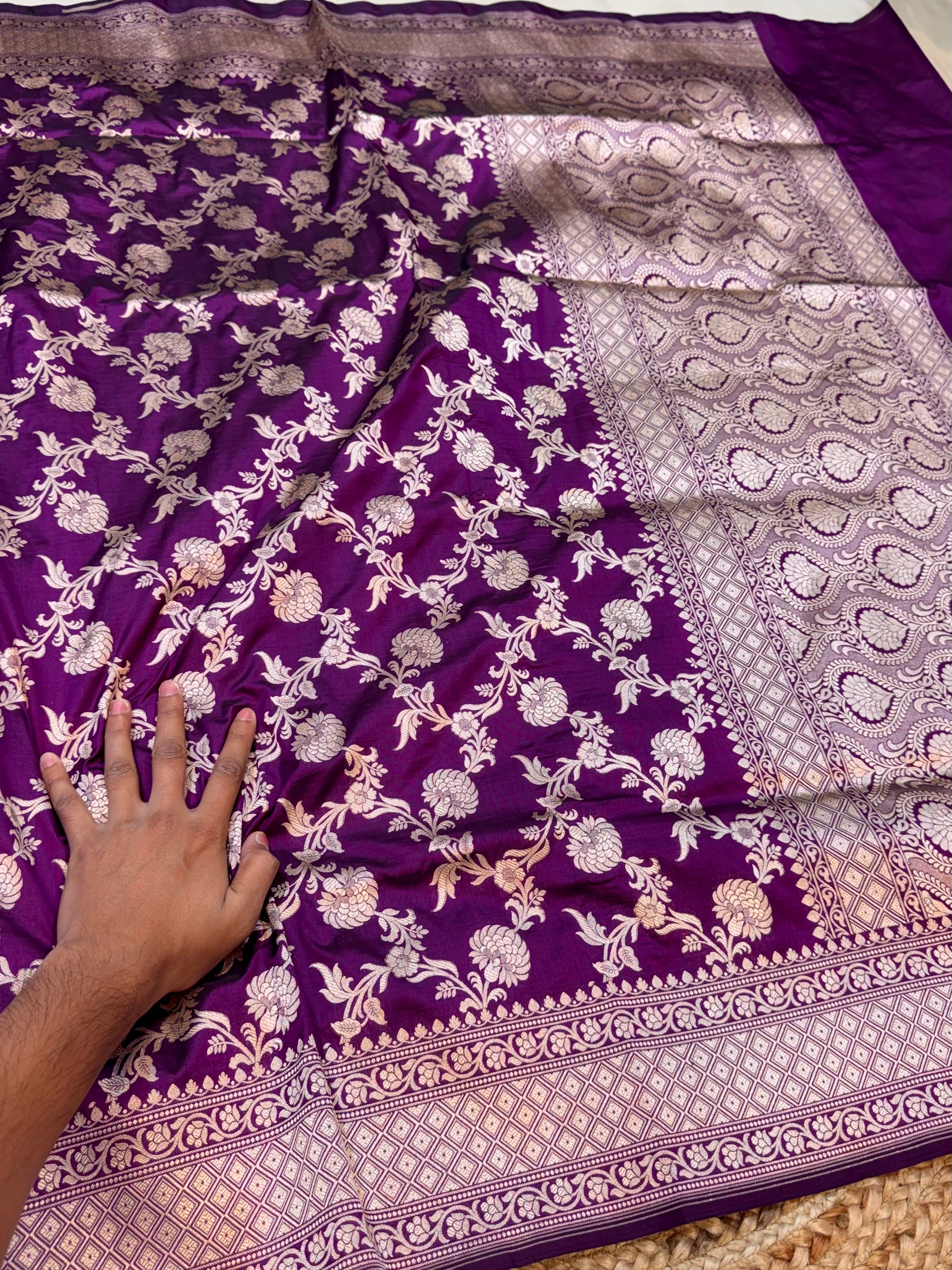 Wine Purple 100% Pure Banarasi Katan Silk Saree
