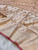Diamond Peach 100% Pure Tissue Silk Banarasi Partywear Saree