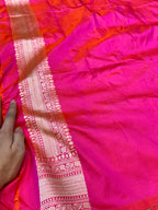 Dual shade Pink 100% Pure Banarasi Katan Silk Meenakari Saree