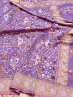 Lavender 100% Pure Ektara Banarasi Cotton Jamdani Saree