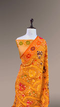 Rust Orange 100% Pure Ektara Banarasi Kora Jamdani Saree