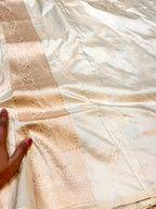 Ivory 100% Pure Banarasi Katan Silk Saree