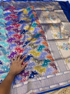 Royal Blue 100% Exclusive Pure Banaras Katan Silk Rangkaat Saree