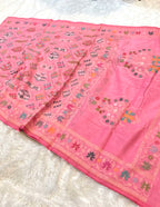 Prebook | Baby Pink 100% Pure Ektara Banarasi Cotton Jamdani Saree