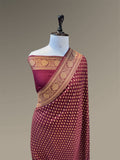 Burgundy Wine 100% Pure Banarasi Khaddi Georgette Saree