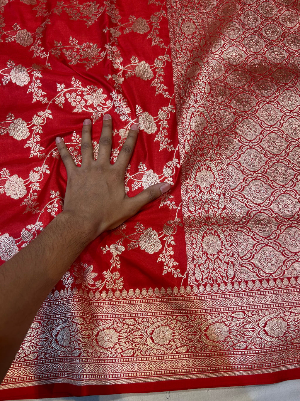 Red 100% Pure Banarasi Katan Silk Saree