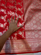 Red 100% Pure Banarasi Katan Silk Saree