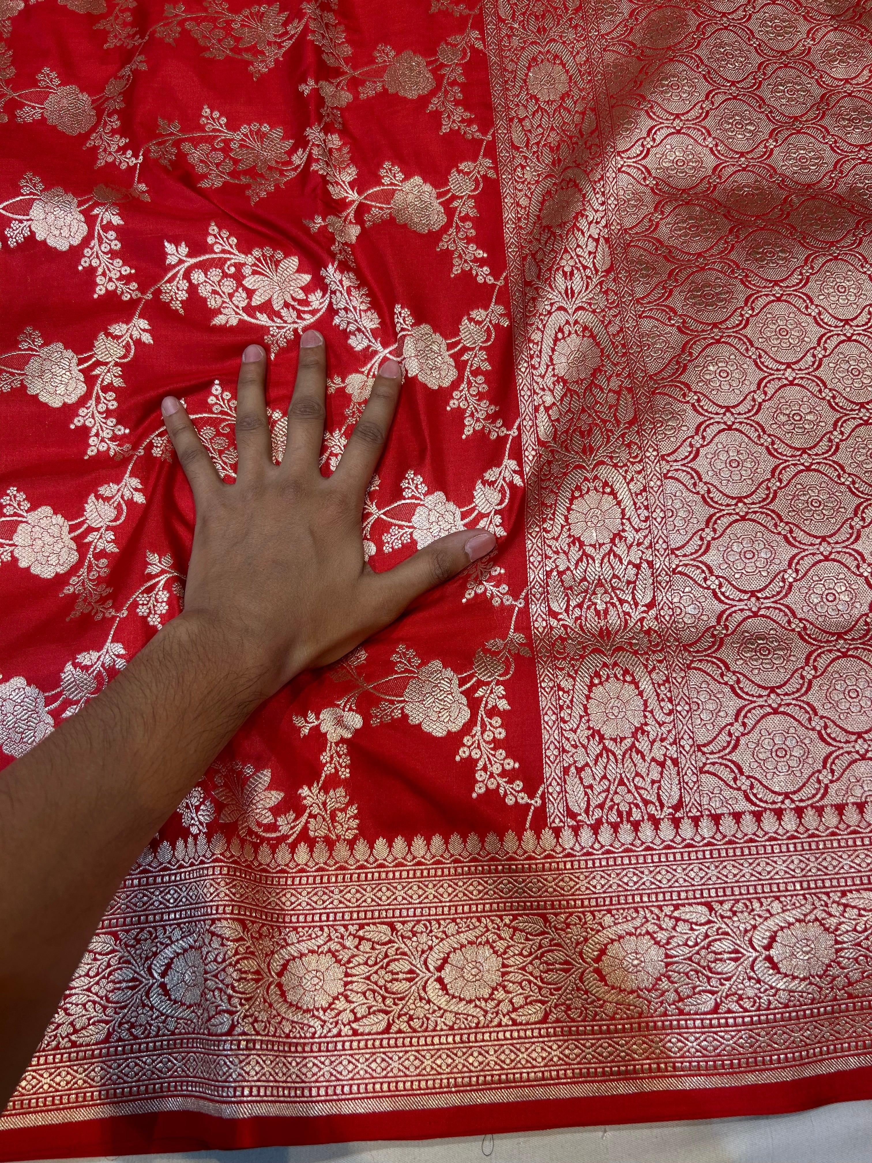 Red 100% Pure Banarasi Katan Silk Saree