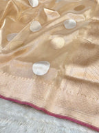 Diamond Gold 100% Pure Banarasi Tissue Silk Handloom Handwoven Saree