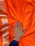 Fanta Orange 100% Pure Banarasi Katan Silk Saree