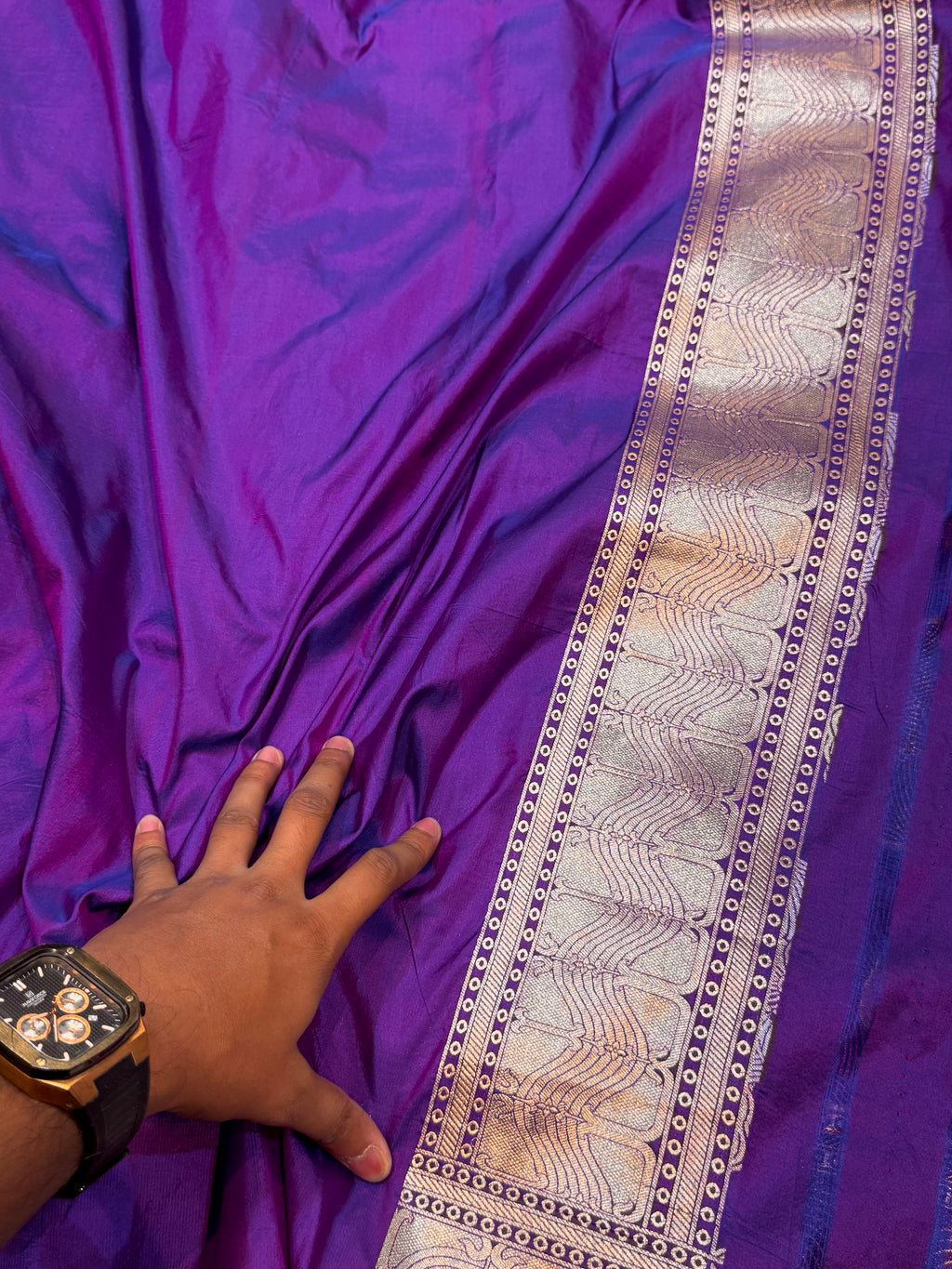 Prebook | Dual Shade Purple Exclusive Pure Banaras Katan Silk Rangkaat Saree