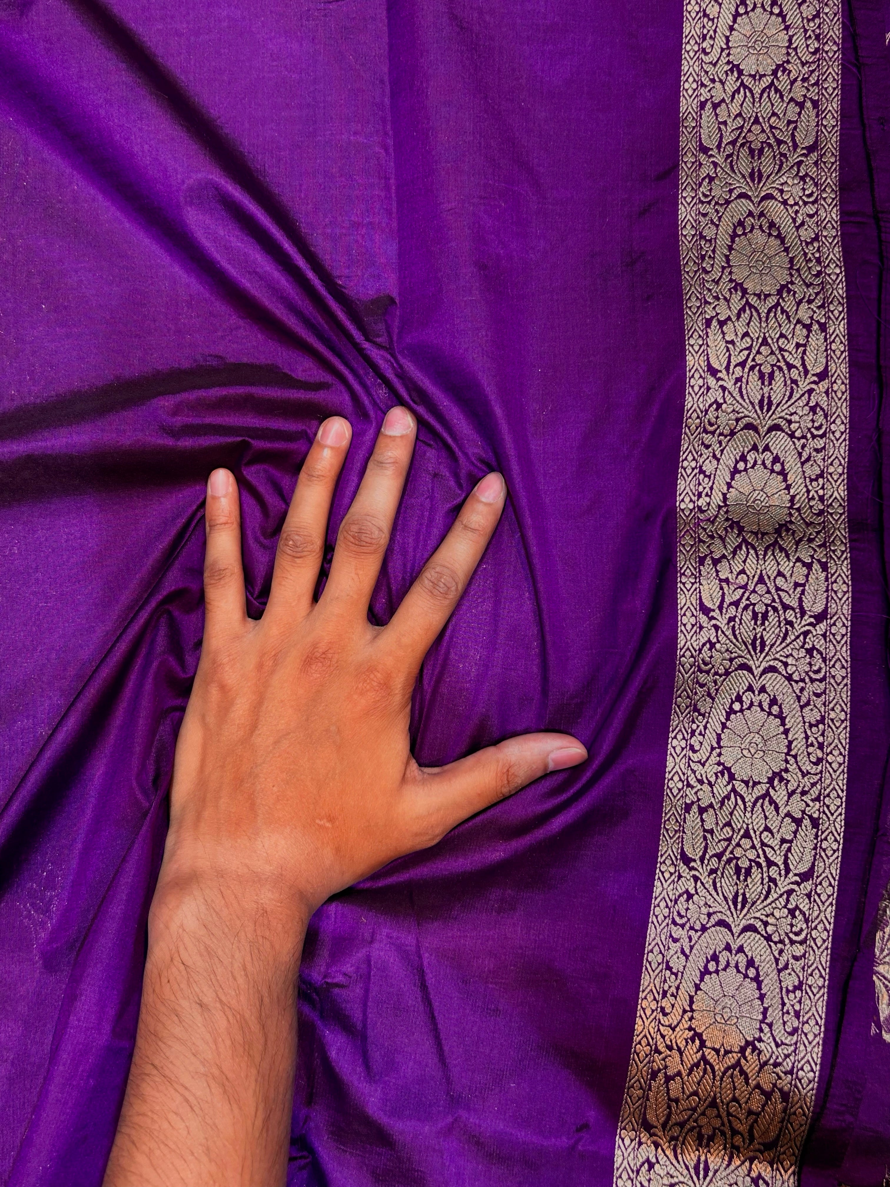 Violet Purple 100% Pure Banarasi Katan Silk Saree