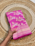 Baby Pink 100% Pure Banarasi Katan Silk Meenakari Saree