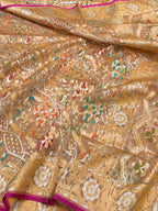 Prebook | Beige Pure Ektara Banarasi Kora Jamdani Saree