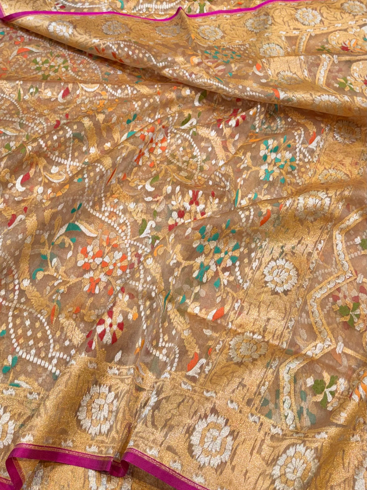 Prebook | Beige Pure Ektara Banarasi Kora Jamdani Saree