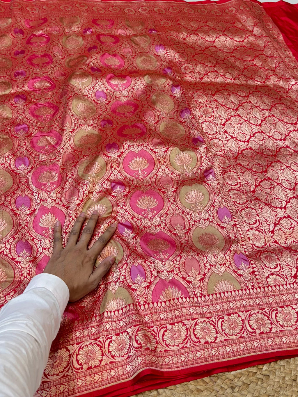 Prebook | Red 100% Pure Banaras Katan Silk Rangkaat Saree