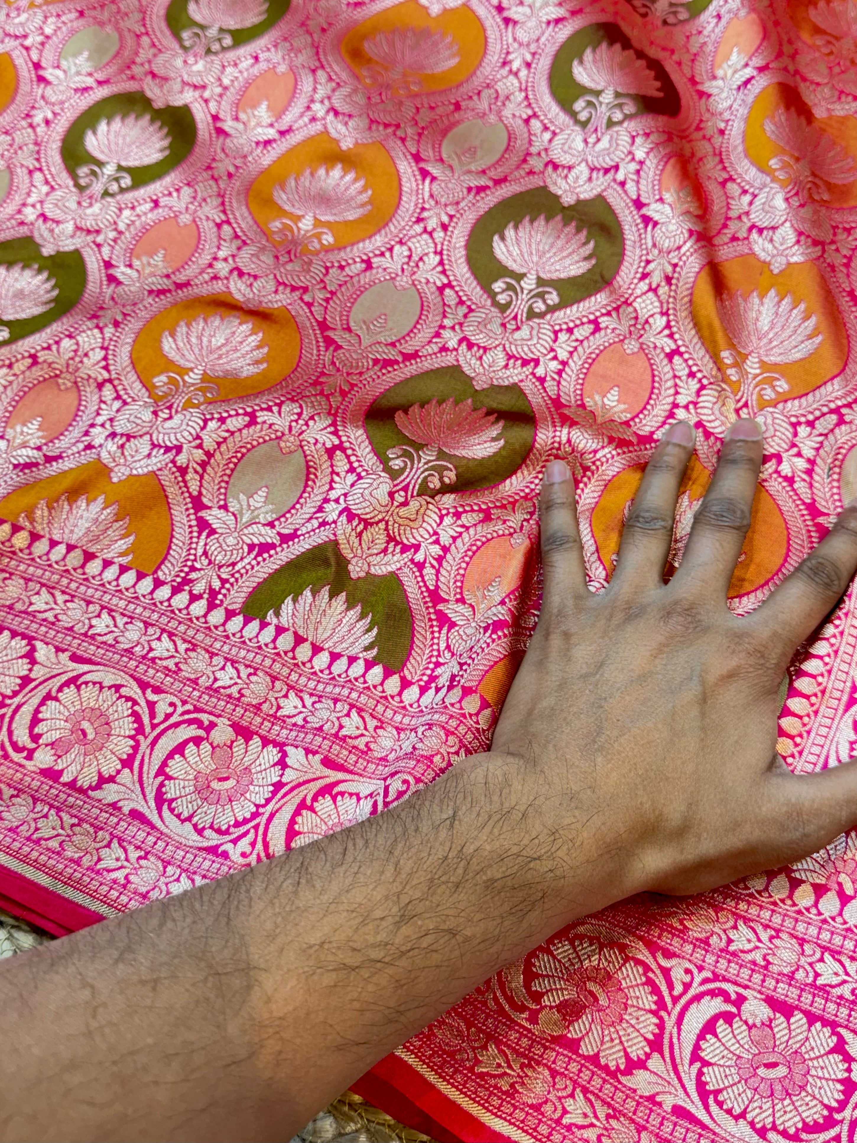Rani Pink 100% Pure Banaras Katan Silk Rangkaat Saree