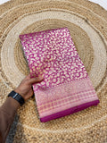 Magenta Pink 100% Pure Banarasi Katan Silk Brocade Saree