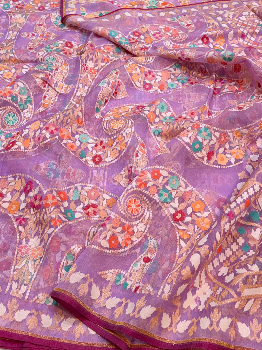 Prebook | Lavender Banarasi Ektara Kora Jamdani Saree