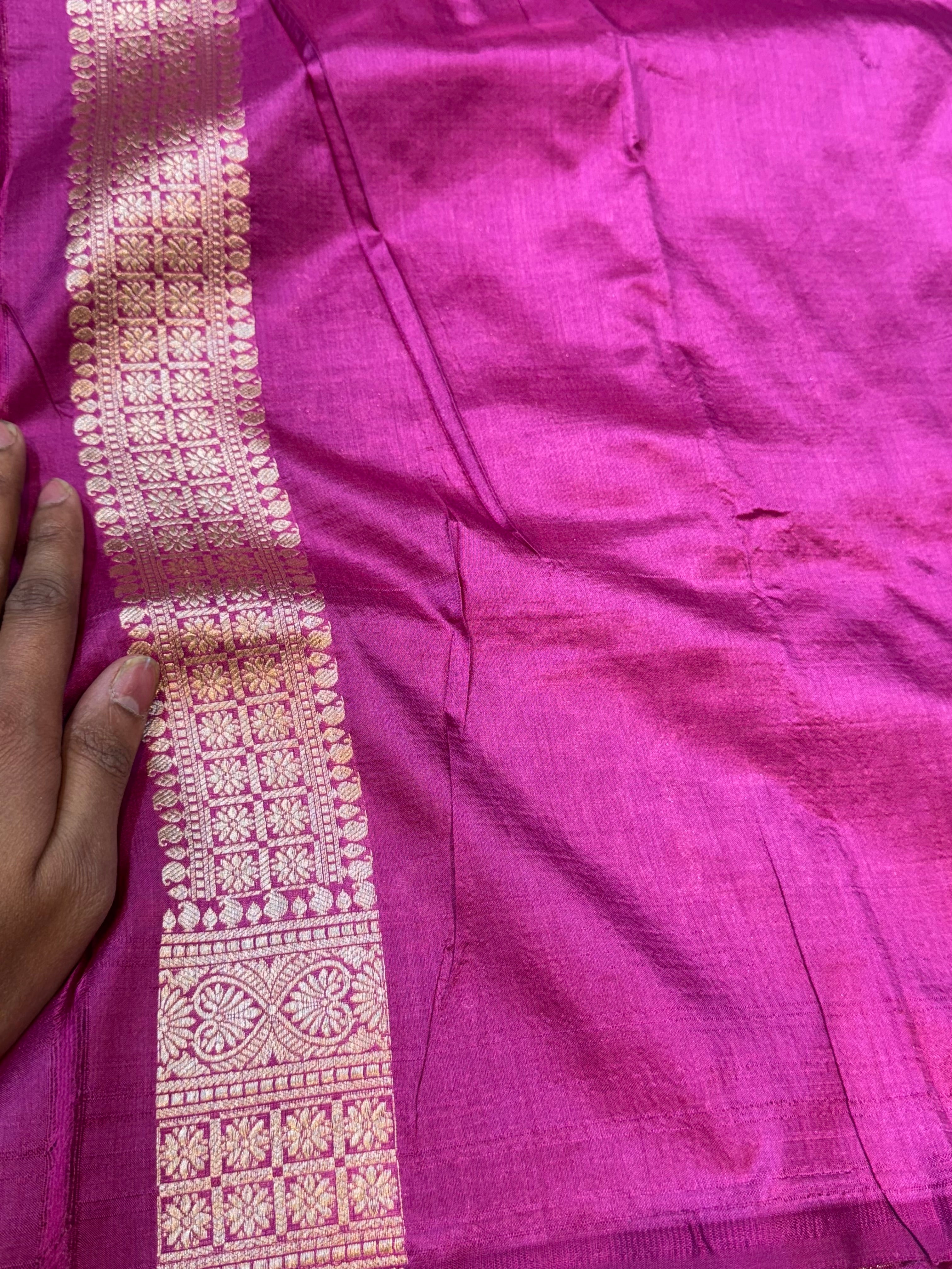 Magenta Pink 100% Pure Banarasi Katan Silk Brocade Saree