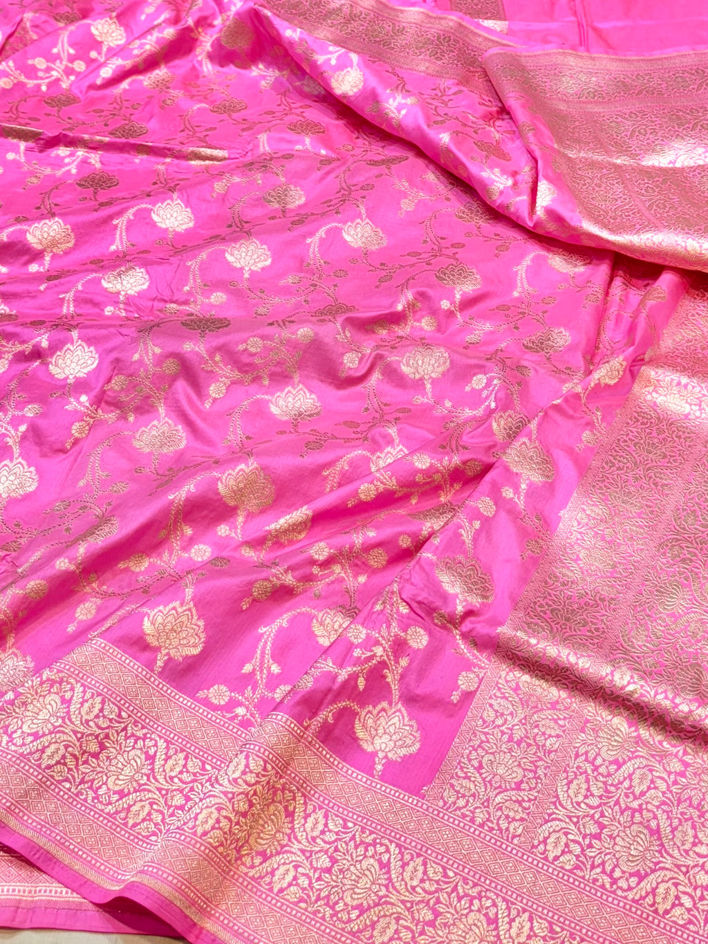 Baby Pink 100% Pure Banarasi Katan Silk Saree