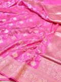 Baby Pink 100% Pure Banarasi Katan Silk Saree