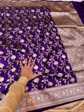 Violet Purple 100% Pure Banarasi Katan Silk Saree