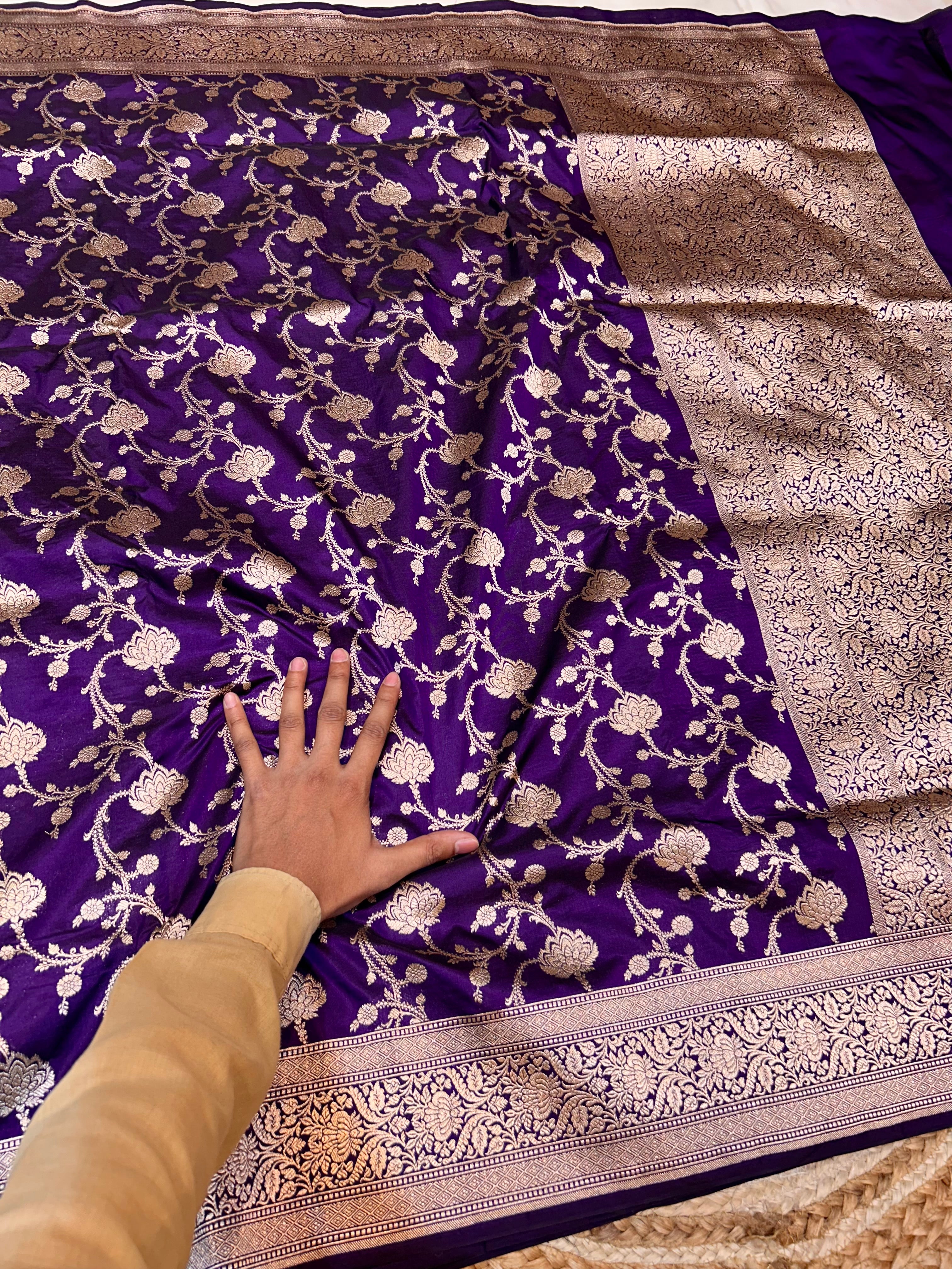 Violet Purple 100% Pure Banarasi Katan Silk Saree