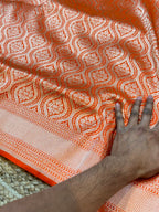 Pebook | Fanta Orange 100% Pure Banarasi Katan Silk Brocade Saree l
