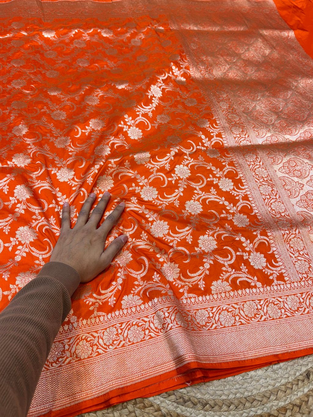 Fanta Orange 100% Pure Katan Silk Saree