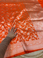 Fanta Orange 100% Pure Katan Silk Saree