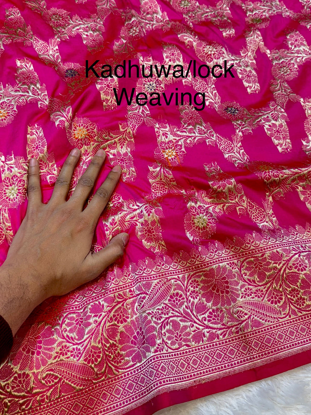 Rani Pink 100% Pure Banarasi Katan Silk Handloom Handwoven Pattu Saree