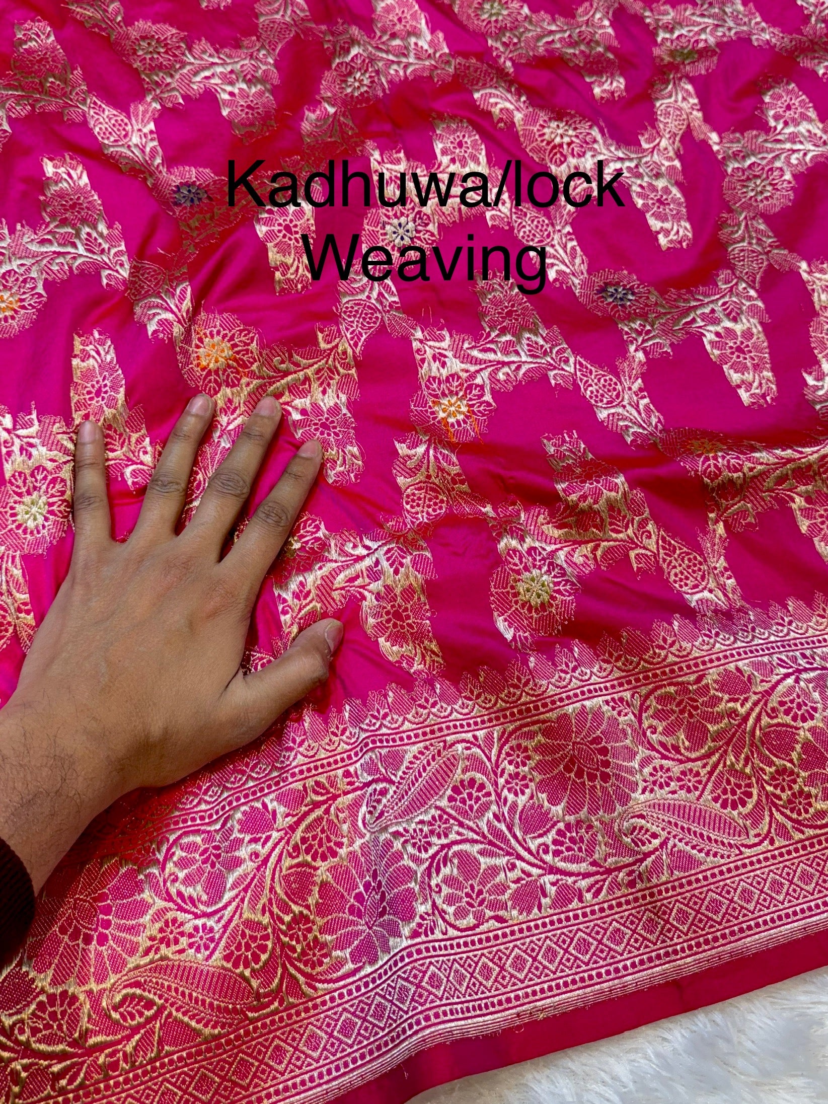 Rani Pink 100% Pure Banarasi Katan Silk Handloom Handwoven Pattu Saree