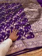 Prebook | Violet Purple 100% Pure Banarasi Katan Silk Saree