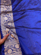 Royal Blue 100% Pure Banarasi Katan Silk Saree