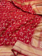 Prebook | Blood Red Pure Banarasi Katan Silk SHIKARGAHMeenakari Saree