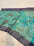 Sky Blue Pure Banarasi Ektara Kora Jamdani Saree