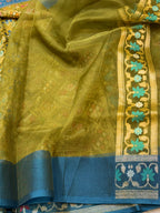 Prebook | Mehendi Green 100% Pure Ektara Banarasi Kora Jamdani Saree