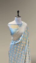 Powder Blue 100% Pure Banarasi Katan Silk Saree