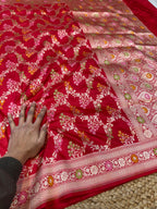 Prebook | Red 100% Pure Banarasi Katan Silk Meenakari Saree