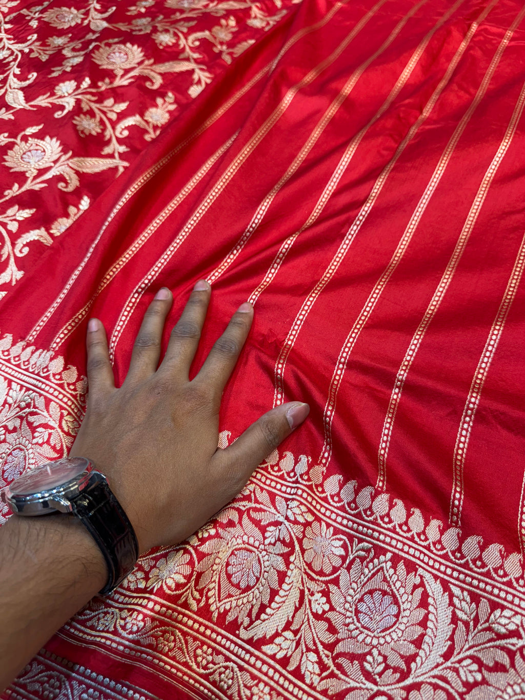 Red 100% Pure Banarasi Katan Silk Handloom Handwoven Pattu Saree