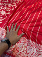 Red 100% Pure Banarasi Katan Silk Handloom Handwoven Pattu Saree